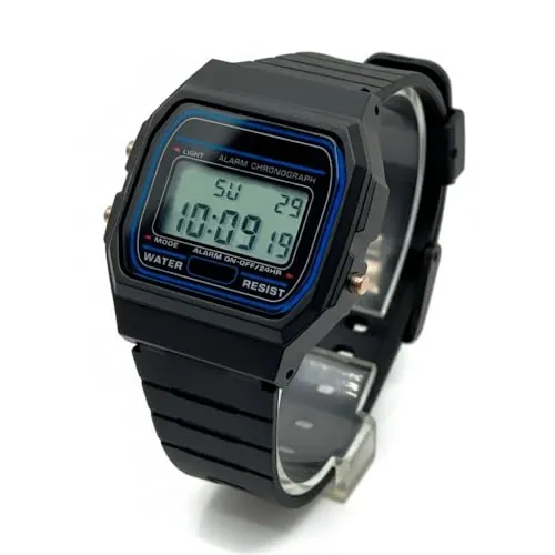 BDM - Reloj clásico Casiopea Original para Hombre Mujer, niña o niño de Pulsera Digital con Alarma. Un Regalo Vintage. - Negro