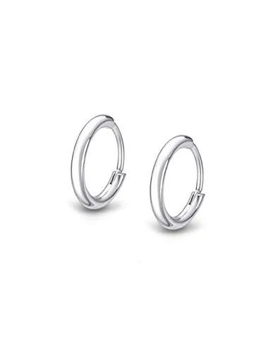 LOTUS STYLE Pendientes Aro Hombre - Aros Acero Inoxidable 316L - Cierre Seguro - Ligeros, Cómodos y Resistentes - Aros Hombre Color Plata 13.80 mm LS2174-4/1