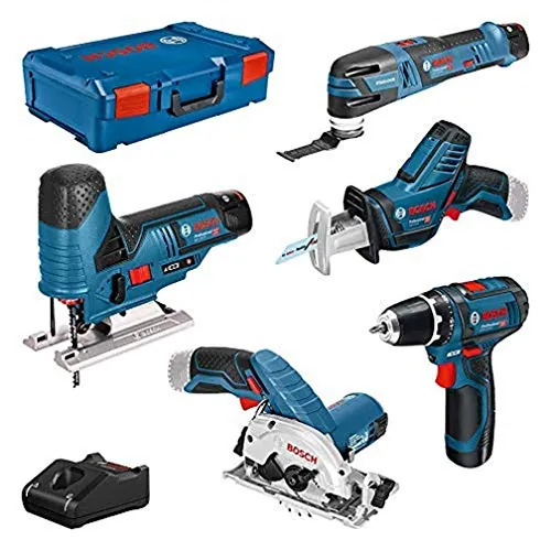 Bosch Professional 12V System Combo Kit: GSR 12V-15 + GST 12V-70 + GKS 12V-26 + GSA 12V-14 + GOP 12V-28 + GLI 12V-80 (incl. 3 baterías 3.0Ah, cargador GAL 12V-40, XL-BOXX)