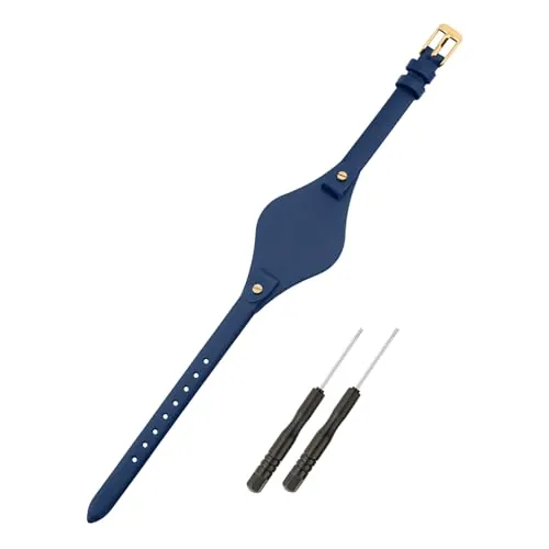 SANDEIN - Correa de reloj compatible con Fossil, correa de muñeca de cuero suave de 8 mm de repuesto para mujer para relojes Fossil ES3077 ES3148 ES3262 y ES4119 ES4176 (Azul oscuro + hebilla dorada)