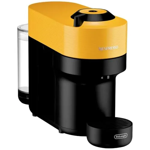 Nespresso De'Longhi Vertuo Pop ENV90.Y, Cafetera Automática, Máquina de Café de Cápsulas, 4 Tamaños de Taza, Tecnología de Centrifugado, Set de Bienvenida Incluido, Amarillo Mango
