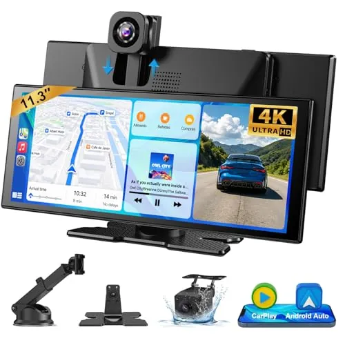 ESSGOO 11.3 Pulgadas Pantalla Coche Apple CarPlay Android Auto Inalámbrico