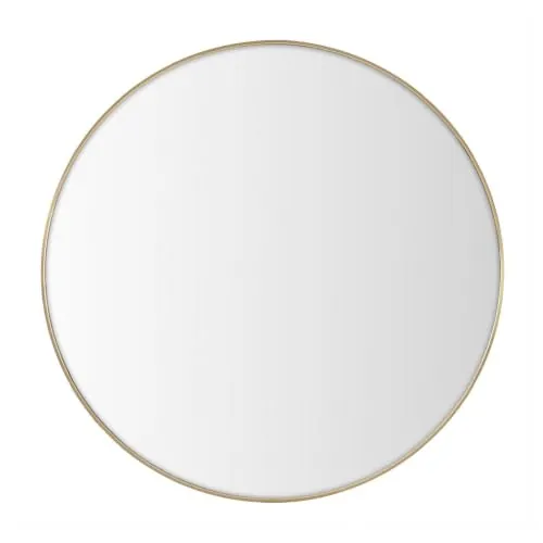 LOLAhome Espejo de Pared Redondo Dorado de Aluminio de ø 100 cm