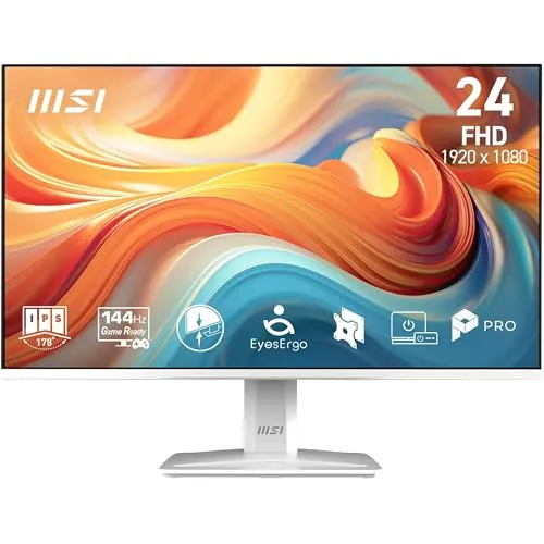 MSI Pro MP243WA E14 montior de 24" FHD, 1920 x 1080 IPS, 144 Hz, 1 ms, Compatible con HDR, Adaptive Sync, Eye Care, Altavoz Integrado, HDMI 1.4b, DP 1.2a, sin Marco, inclinación Ajustable, Vesa