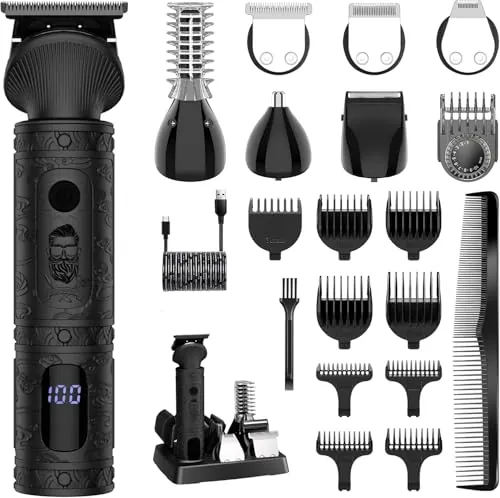 Surker Recortadora de Barba Afeitadora Electrica Cortapelos Hombre Maquina de Cortar Pelo Hombre para nariz orejas y cejas Corporal Cortadoras de Facial 7 en 1，Negro