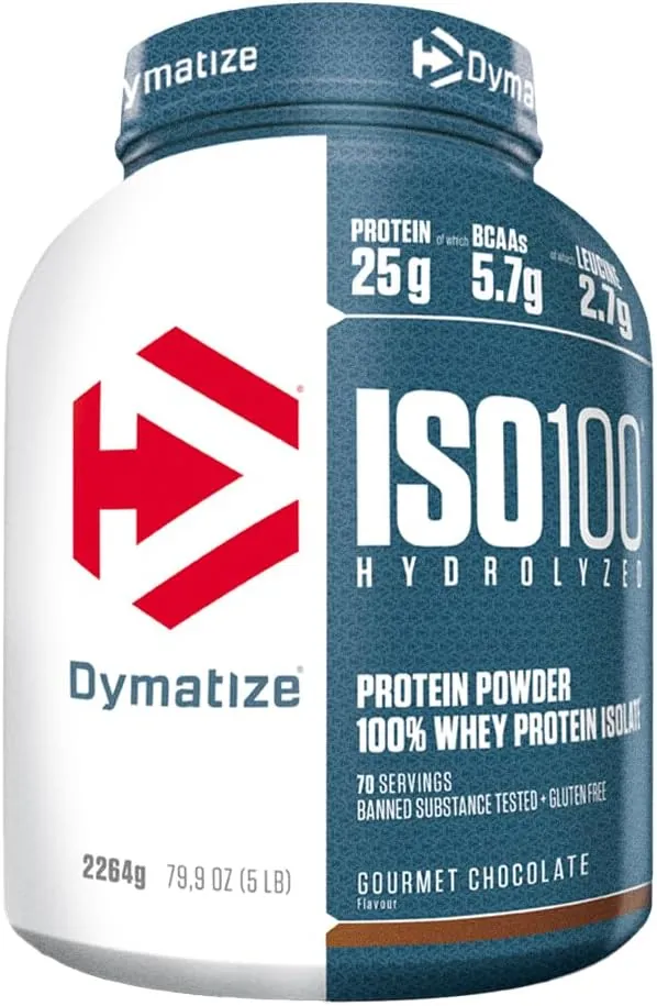 Dymatize ISO 100 Hydrolyzed Gourmet Chocolate 100 2264g - Hidrolizado de Proteína de Suero Whey + Aislado en Polvo