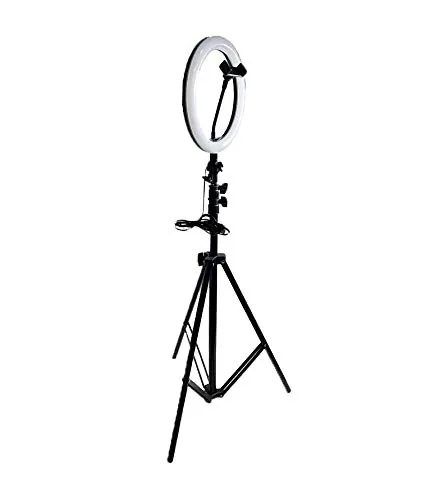 Doki LS002 LED Redondo con Tripode 210cm, Diameter 26cm Ring Light para Maquillaje, Tiktok, Stream, Fotografia