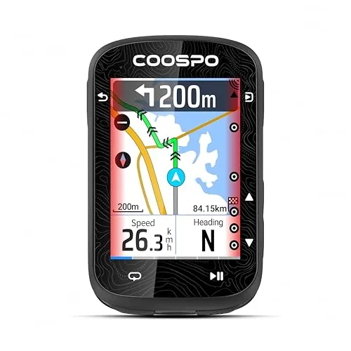 COOSPO Computadora de Bicicleta GPS con Pantalla táctil Colorida CS600, Inalámbrico Impermeable IPX7 con Bluetooth/Ant+, navegación por Ruta, Compatible con Radar de Bicicleta & autonomía 36H