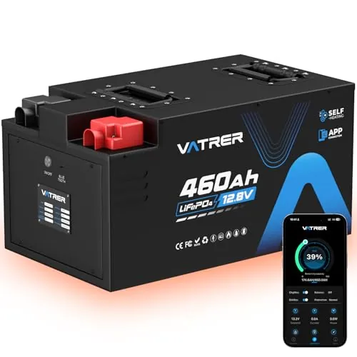 VATRER POWER Batería LiFePO4 12,8V 460Ah Autocalentable Bluetooth