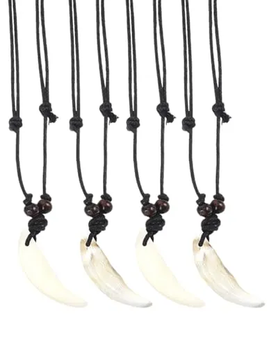 JUKOTA 4PCS colgante diente de tiburon，collar surfero hombre Collar de cuero para hombre, diente, tabla de surf, punta de flecha, colgante de colmillo estilo surfista australiano, para hombres