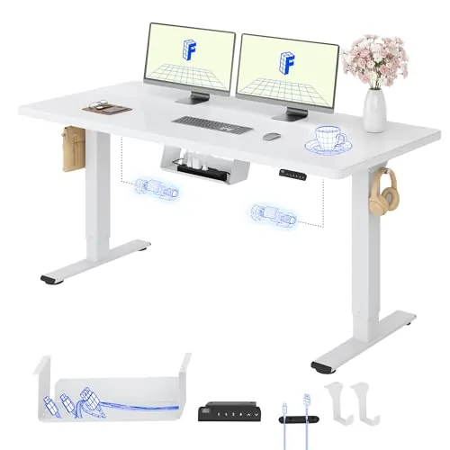 FLEXISPOT Escritorio Elevable Eléctrico 140x80 Doble Motor, Tablero Entero