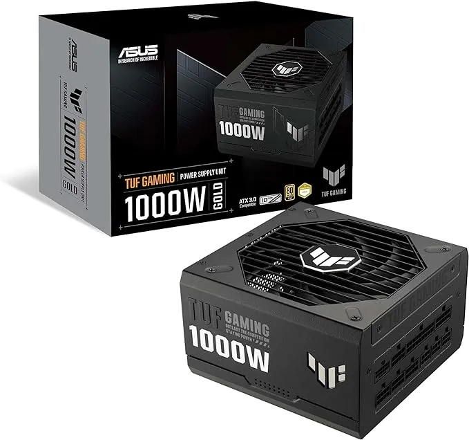 ASUS TUF Gaming 1000W Gold - Fuente de alimentación Modular (80+ Gold, Compatible con ATX 3.0, componentes de Grado Militar, Doble rodamiento de Bolas, Axial-Tech, PCB, 10 años de garantía)