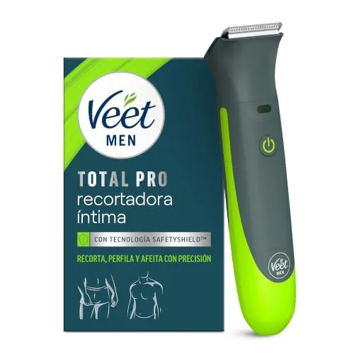 Veet Total Pro, Recortadora para partes íntimas, Maquina de Afeitar Hombre Resistente al agua, con cargador USB, adecuado para el área del ingle, pecho, espalda, brazos, piernas, axilas, cabeza y cara