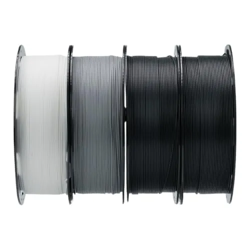 Creality Filamento PLA 1.75mm, Filamento para Impresora 3D Precisión Dimensional +/- 0.02mm, Carrete Filamento 3D, para Mayoría Impresoras 3D,4KG,negro,negro,blanco,gris