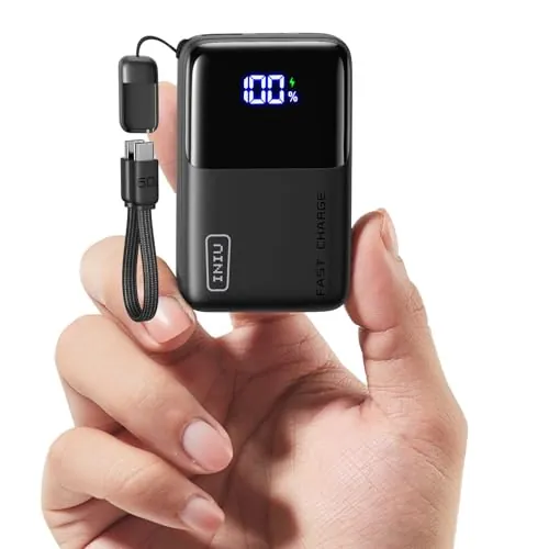 INIU Power Bank, Ultra Mini 45W Carga Rápida 10000mAh Bateria Externa con Cable USB C Desmontable, Apto para Avión & Esenciales de Viaje, Bateria Portatil para iPhone 17 16 Samsung S22 iPad Xiaomi etc