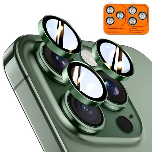 TOCOL Protector Lente Cámara para iPhone 13 Pro Max/13 Pro, Verde Alpino