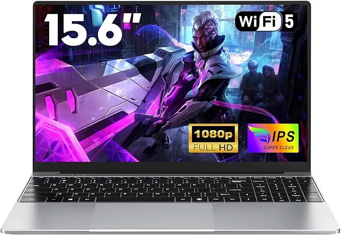 NAIKLULU 15.6 Pulgadas 2026 Laptop Processor i5-7Y54(1,2 a 3,2 GHz), RAM 16GB SSD 512GB Ordenador Pc Portatil Computadora, 5000Mah/1920x1080P/Webcam/Ranura para Tarjeta TF
