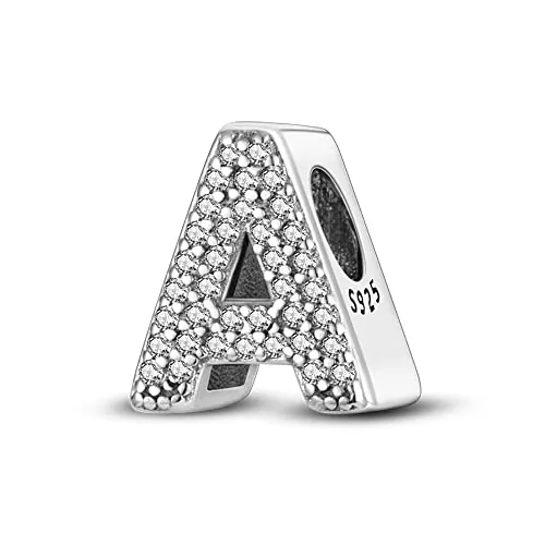 KUNVONIC Letra Charms Abalorios A Alfabeto Colgante para mujer, plata de ley 925, compatible con pulseras y collares Pandora, compatible con pulseras europeas para mujeres y niñas