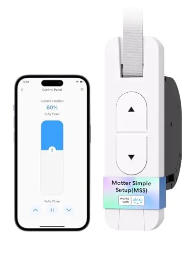 Meross Matter Enrollador Cinta Persiana Eléctrico, Motor Para Cinta de Recogedor Persiana WiFi, Carga Máxima: 45 Kg, Compatible con Apple HomeKit Siri, Alexa y Google Assistant
