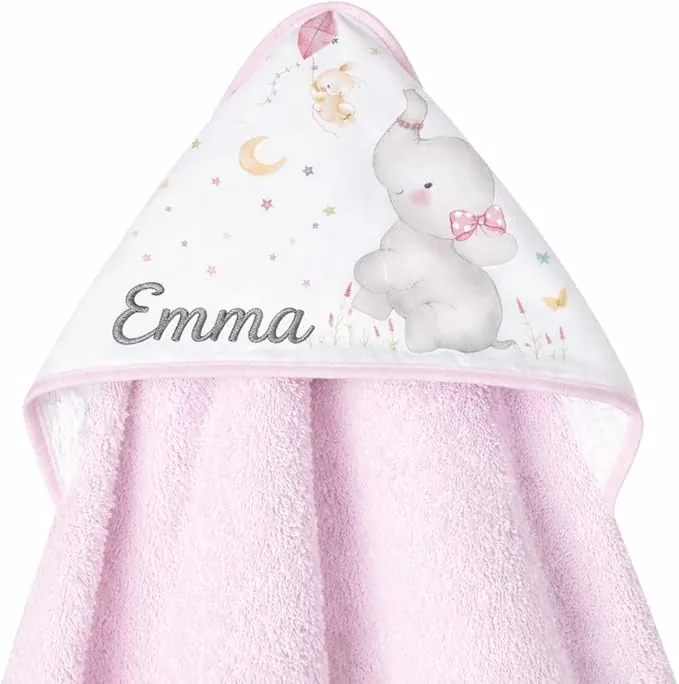 mibebestore Capa de Baño para Bebe Personalizada 0 a 3 Años Toalla 100% Algodon con Capucha Personalizada Comoda Suave para Cuidado de la Piel para Piscina Rosa + Regalo Recien Nacido Niña