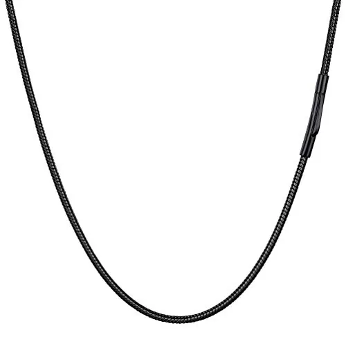 PROSTEEL 46cm Cadenas Serpiente de Cuello Cortas para Hombre, Collar Negro de Eslabones Redondos