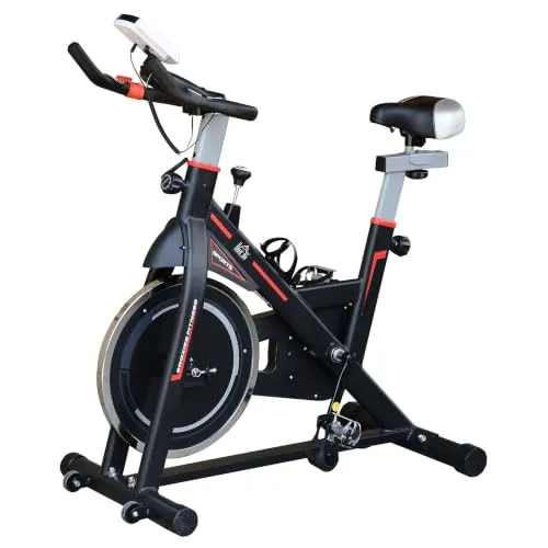 HOMCOM Bicicleta Estática con Volante 8 kg Pantalla LCD Negro