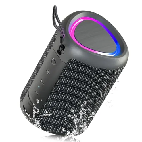 UOHHBOE Altavoz Bluetooth 5.3, Altavoz Bluetooth Potente con Luz RGB, Graves Potentes, 15 W Altavoces Bluetooth Speaker Impermeable IPX5, TWS/AUX/TF - Ideal para Fiestas, Playa y Exteriores