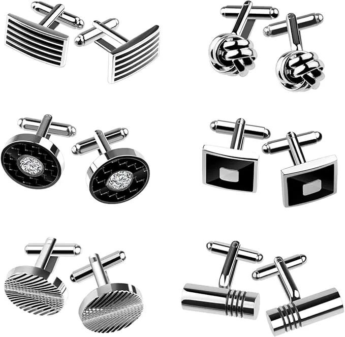 TUPARKA Gemelos de para Hombres, de Moda Retro Rayas Gemelos Clips de Corbata clásicos para Traje Camisa Boda Negocio Regalo de graduación