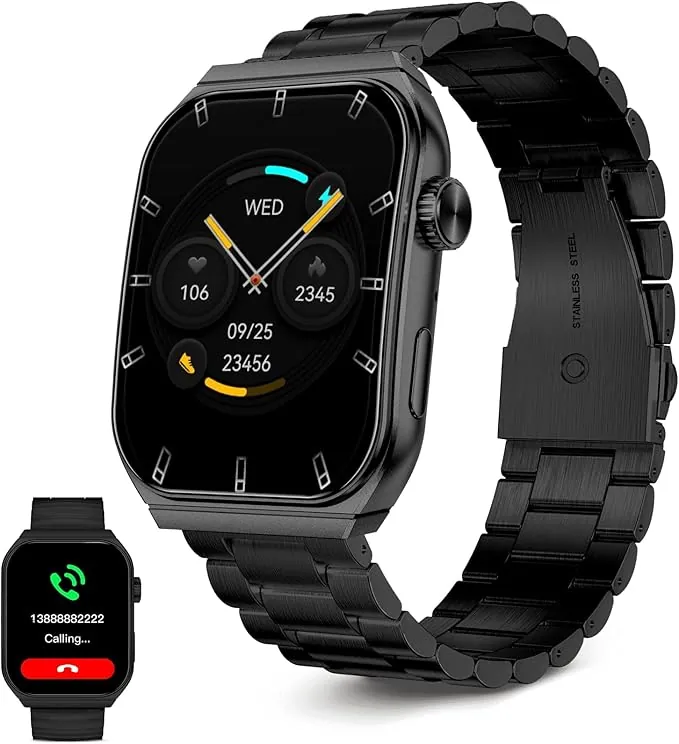 KSIX Olympo Reloj Inteligente Hombre, Smartwatch Elegante con Llamadas y Notificaciones, Fantástica Pantalla AMOLED, Monitor de Salud y Deporte, Asistentes de Voz, Autonomía 5 días, App iOS y Android