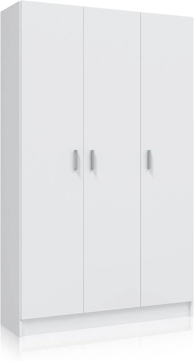 duehome | Armario Multiusos, 3 Puertas, Modelo Multi Useful, Acabado en Color Blanco Mate, Medidas: 109 cm (Ancho) x 180 cm (Alto) x 37 cm (Fondo)