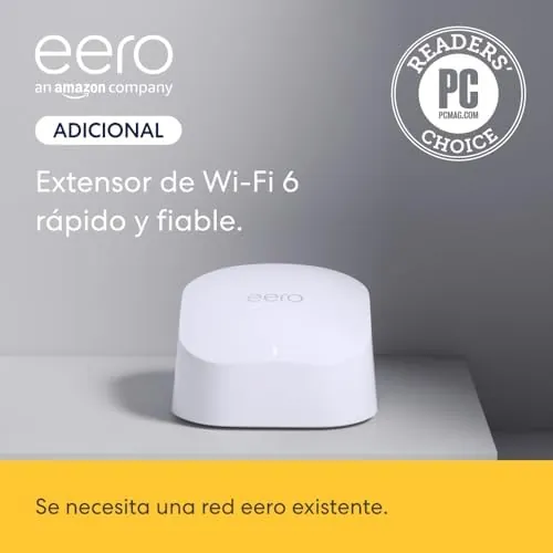 Router wifi de malla eero 6 de Amazon | 140 m2 de cobertura y capacidad para conectar más de 75 dispositivos y expandir tu red eero existente | 1 unidad, modelo de 2021