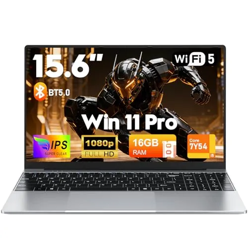 FUNYET Ordenador Portátil Laptop,2026 Laptop Offerta da 15,6 Pollici,16 GB di RAM, SSD da 512 GB,Core i5-7Y54 PC Portátile,IPS FHD 1920x1080 Notebook,5000 mAh,WiFi5,BT 5.0,Type-C