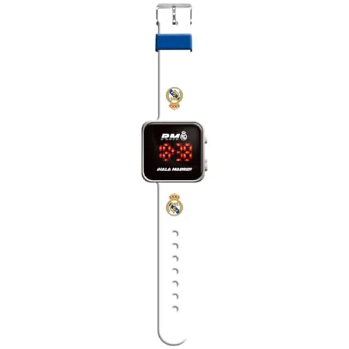 Kids Licensing - Reloj Digital Niño Real Madrid,LED Infantil, Batería Duradera, Funciones Completas, Correa Ajustable, Diseño Original, Cuadrado, Perfecto para Regalo