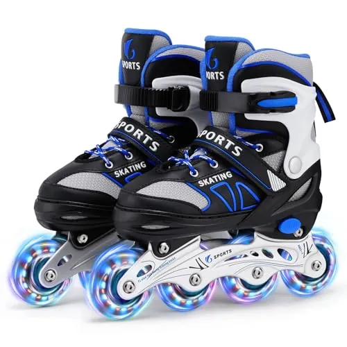 Patines en Línea Ajustable para Niño con Ruedas de iluminación, Patines con Tallas Ajustables para niños, para Principiantes, Juegos al Aire Libre en Interiores (M (EU32-36) / (CN35-38))