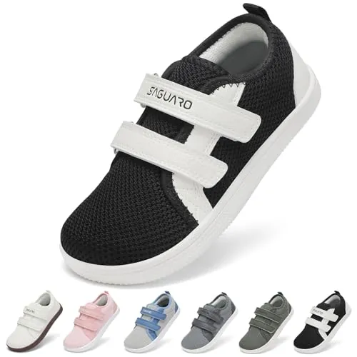 SAGUARO Niños Zapatillas Barefoot Zapatos Deportivas Minimalistas Niña y Niño Calzado Respetuoso Antideslizante para Escolar,Interior y Exterior,BK.33