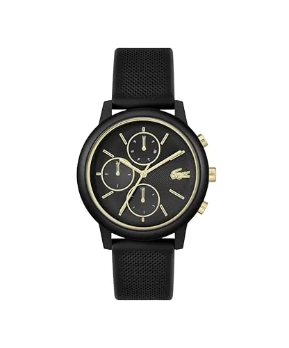 Lacoste Reloj Analógico de Cuarzo Multifunción para Hombre Colección LACOSTE.12.12 Move con Correa de Silicona Negra - 2011469