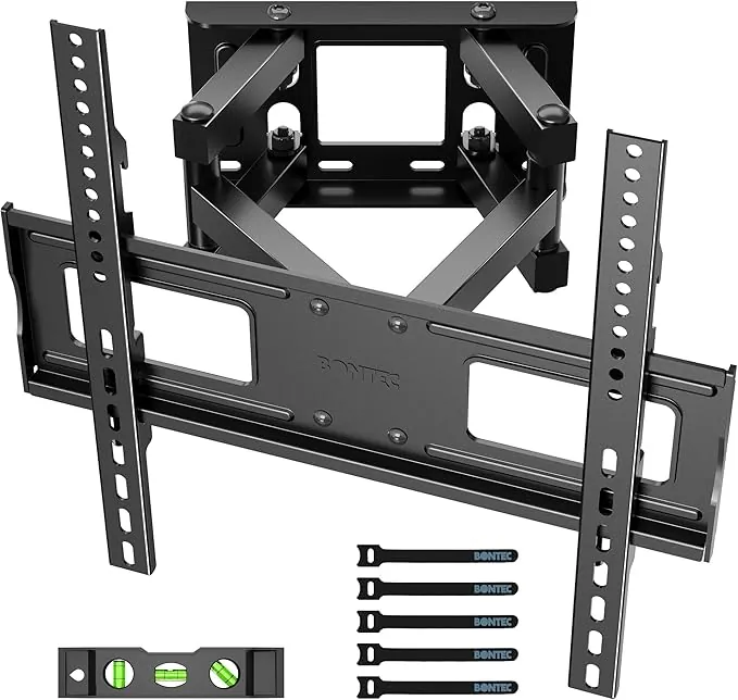 BONTEC Soporte TV Pared para Pantallas Planos y Curvos de 23-70 Pulgadas, Soporte Pared TV Inclinable y Giratorio con Doble Brazo de Movimiento Completo, Resistentes hasta 45 kg, Máx. VESA 400x400mm