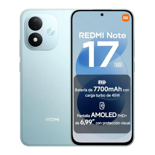 REDMI Note 17 5G, Smartphone 6+256GB, Turquesa Cielo, batería de 7700mAh