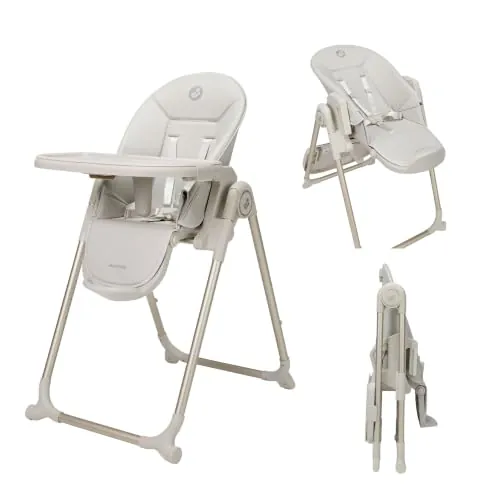 Maxi-Cosi Ava2 Trona de bebé, 0-3 años (máx. 15 kg), Trona bebé plegable y compacta, Ligera (9,45 kg), 5 ajustes de reclinado/6 de altura, Bandeja extraíble con una mano, 2 ruedas, Elegance Beige