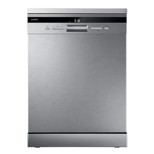 COMFEE' FD1435E-X Lavavajillas Libre Instalación 60cm, 14 Servicios, Apertura Automática, 8 Programas, Inicio Diferido, Media Carga, Soportes Flexibles, 44dB Silencioso, Clase D, Acero Inoxidable