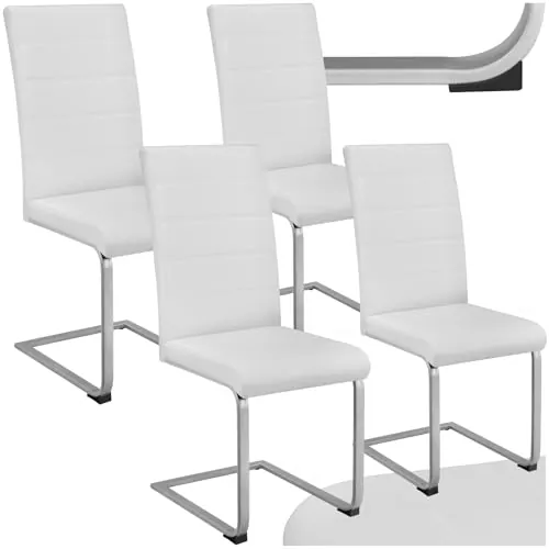 tectake® Sillas de Comedor Tapizadas, Acolchado 5 cm, Polipiel, 4 Unidades