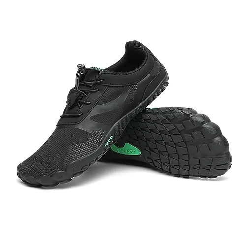 SAGUARO Hombre Barefoot Zapatillas Mujer Zapatillas Minimalista Transpirable Zapatillas de Trail Running, SAGUARO Vitality III- Zapatos Barefoot Stil: A Negro,Gr.45
