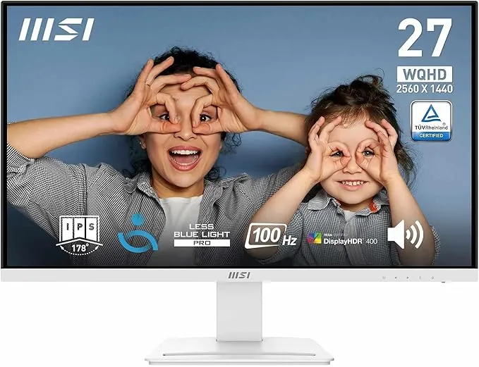 MSI Pro MP273QW E2 Monitor Profesional WQHD de 27", Panel IPS 2560 x 1440, 100 Hz, Pantalla Agradable a la Vista, Altavoces Integrados, inclinación Ajustable, HDMI 2.0b, DP (1.2a)