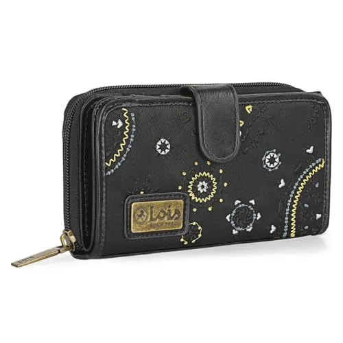 Lois - Carteras de Mujer - Cartera Monedero MujerMonedero Mujer Grande. Cartera Mujer con Cierre Central de Cremallera - Cartera Mujer Piel Eco. 304416, Negro