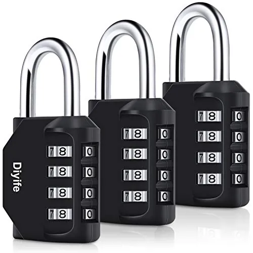 Candado De Combinación, [3 Piezas] Diyife Candados Numericos, Candado Taquilla, Impermeable 4 Dígitos Candado con Combinación,Candado Seguridad para Interior y Exterior Usado
