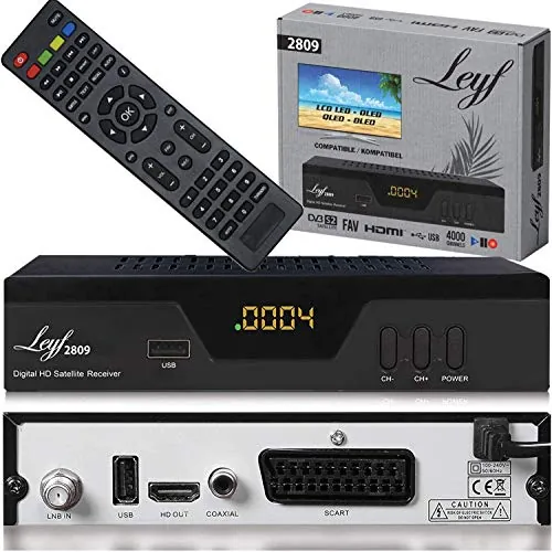 hd-line 2809 - Receptor de satélite Digital (HDTV, DVB-S/S2, HDMI, euroconector, 2 Puertos USB 2.0, Full HD 1080p) (preprogramado para Astra Hotbird Türksat) Sólo para Canales alemanes