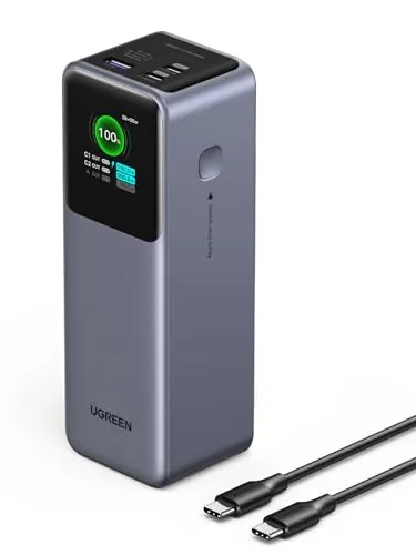 UGREEN Nexode Pro 200W Power Bank 25000mAh Batería Externa Carga Rápida USB C PD3.1 140W 3 Puertos Cargador Portátil PC Pantalla TFT Compatible con iPhone 17 16 15 14 Galaxy S25 S24 A56 MacBook iPad