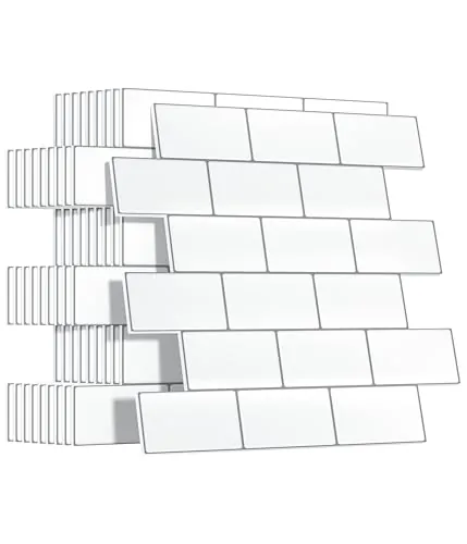 Yoillione Grueso Azulejos Adhesivos Cocina: 10-Piezas Baldosa Vinilo Cocina Pared - 3D Azulejo Metro Adhesivo, 30x30 cm (Blanco)