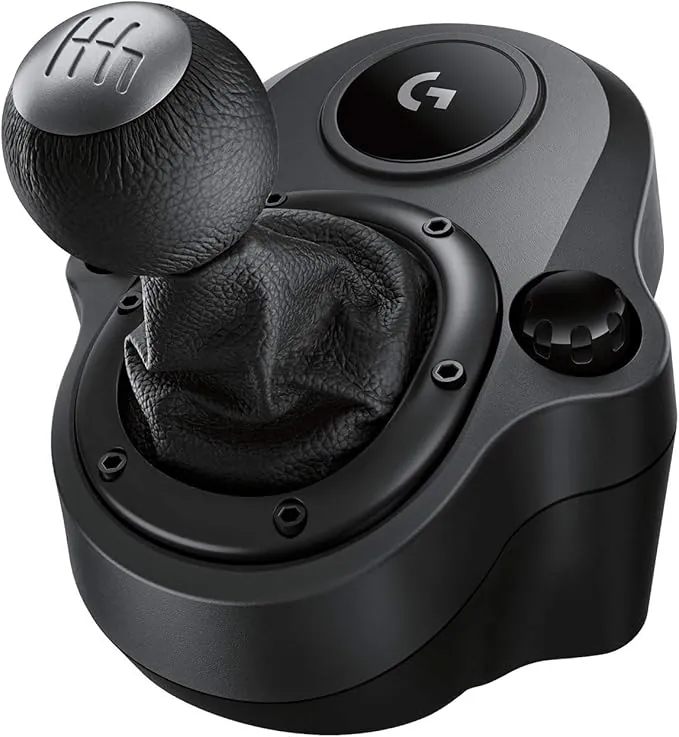 Logitech G Driving Force Palanca de Cambio para Volantes de Carreras G29, G920 y G923, 6 Velocidades, Marcha Atrás a Presion, Acero y Cuero - Negro