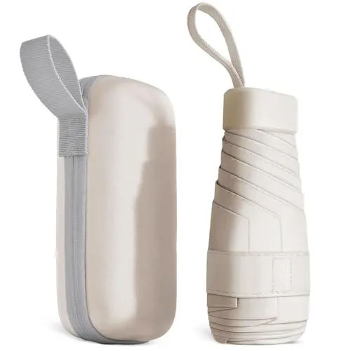 Aolso Mini Paraguas del Sol，Paraguas Plegable,Paraguas Plegable Antiviento para Hombre y Mujer Apertura y Cierre, Paraguas Plegables y Compacto Resistencia UV & Impermeable-Blanco
